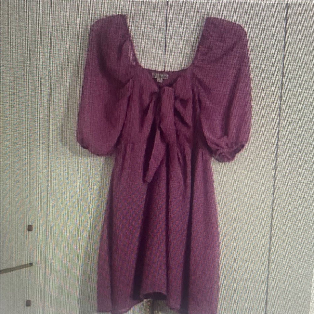 J for Justify Dress Size S Purple Mid Sleeve/Bow Short